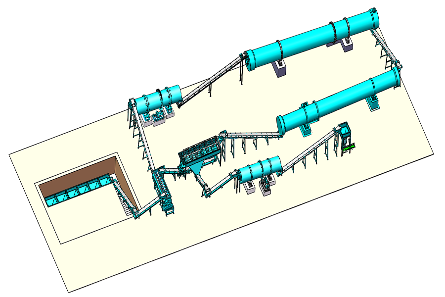Línea de producción de fertilizantes compuestos granulador de tambor rotativo